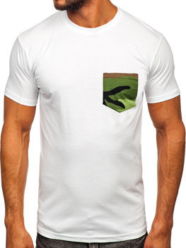 Bolf Herren Baumwoll T-Shirt mit Tasche Weiß  14507