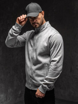Bolf Herren Sweatjacke Sweatshirt mit Stehkragen Grau  B002