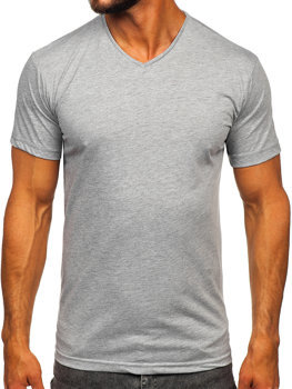 Bolf Herren T-Shirt Uni mit V-Ausschnitt Grau  192131