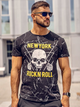 Bolf Herren T-Shirt mit Motiv Schwarz  Y70030A