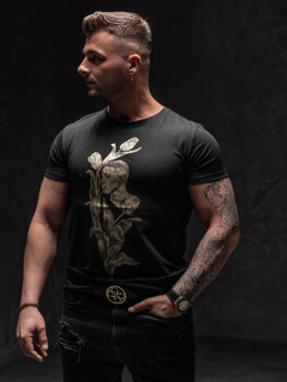 Bolf Herren T-Shirt mit Motiv Schwarz  Y70052