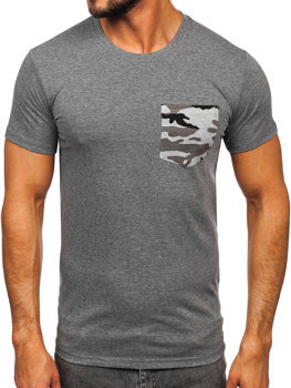 Bolf Herren T-Shirt mit Tasche mit Motiv Camo Schwarzgrau   8T85