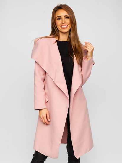 Bolf Damen Klassischer Mantel mit Gürtel Rosa  5079
