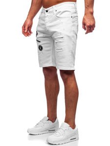 Bolf Herren Kurze Hose  Jeans Shorts Weiß  3029-1