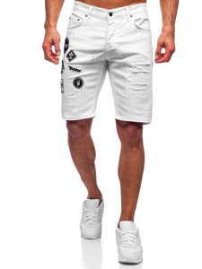 Bolf Herren Kurze Hose  Jeans Shorts Weiß  3029-1