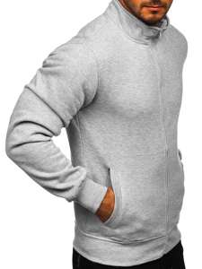 Bolf Herren Sweatshirt Sweatjacke mit Stehkragen Grau  B2002