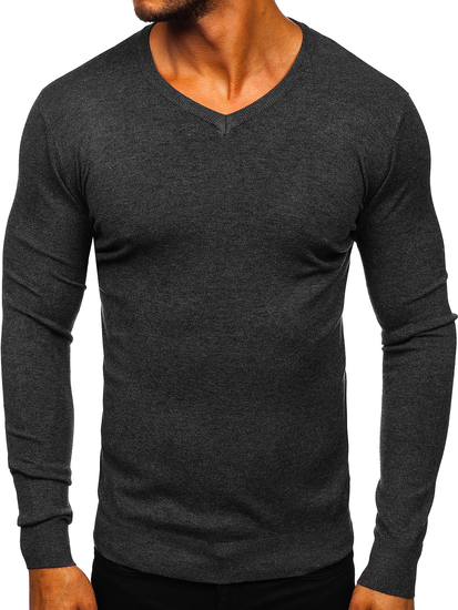 Herren Pullover mit V-Ausschnitt Schwarzgrau Bolf YY03