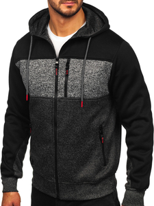 Herren Sweatjacke Sweatshirt Jacke mit Kapuze Anthrazit Bolf TC1206