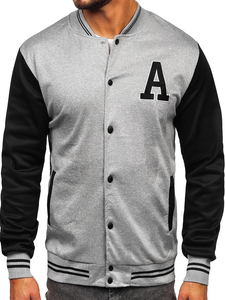 Herren Übergagsjacke Baseballjacke Collegejacke Bomberjacke Grau Bolf 8B1157