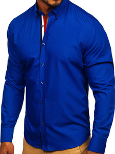 Herren Hemd Langarm Elegant Kobaltblau Bolf 3713